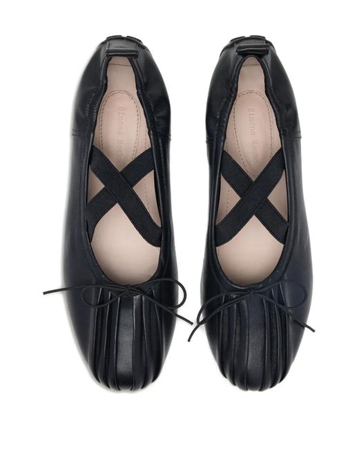 Simone Rocha Black Grip Cross-Strap Ballet Flats