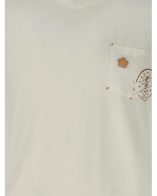 Bob White Embroidered-Detail Chest-Pocket T-Shirt for men