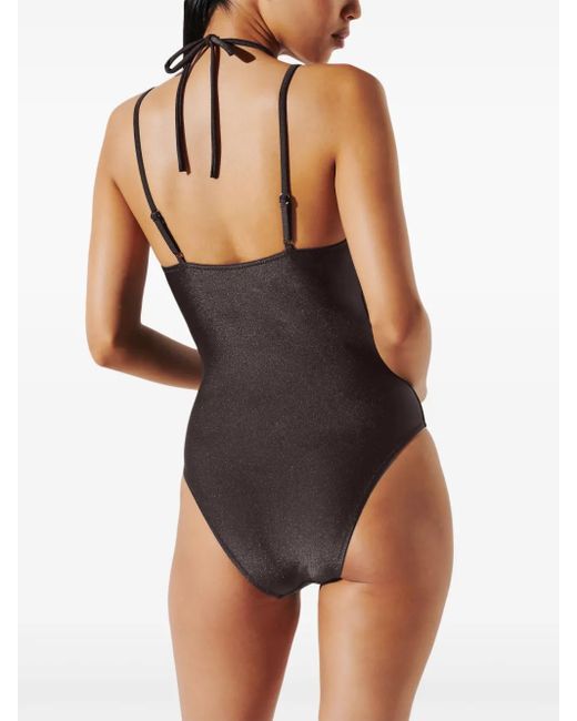 Karl Lagerfeld Brown Multi-Strap Swimsuit