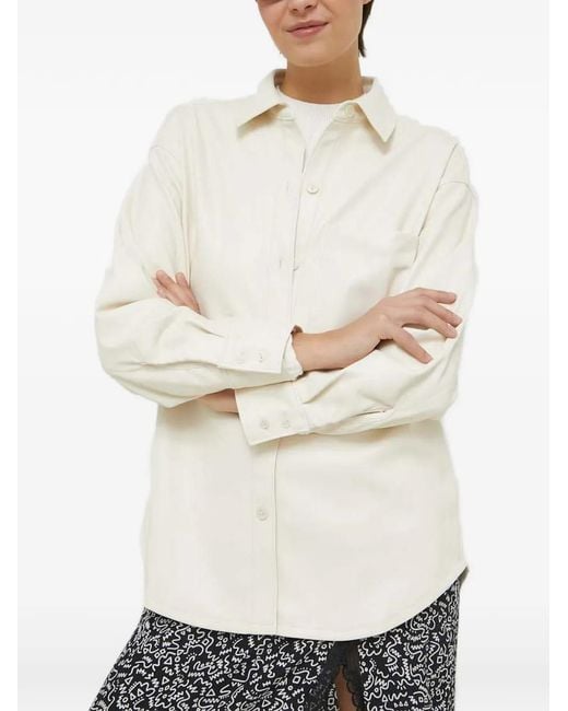Abercrombie & Fitch White Buttoned Chest-Pocket Shirt