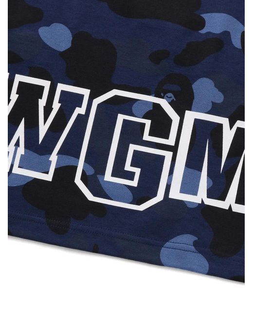 A Bathing Ape Blue Shark Camouflage-Print T-Shirt for men
