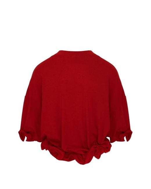 SEEN USERS Red Twombly Bloom Ruffled T-Shirt