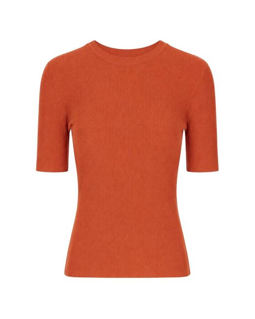 P.A.R.O.S.H. Orange Ribbed-Knit Short-Sleeve T-Shirt