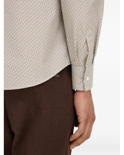 Ferragamo White Micro-Patterned Shirt for men