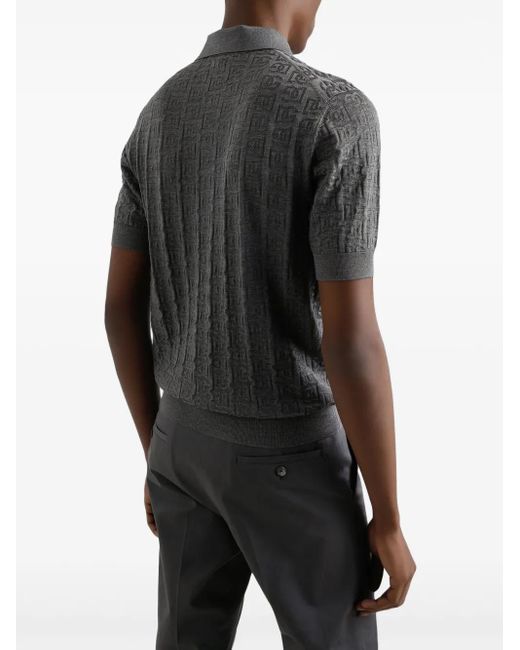 メンズ Dolce & Gabbana ロゴジャカード ポロシャツ Gray