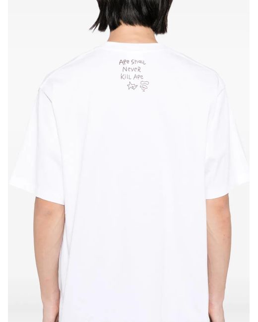 A Bathing Ape White Hand Drawn Logo T-Shirt for men