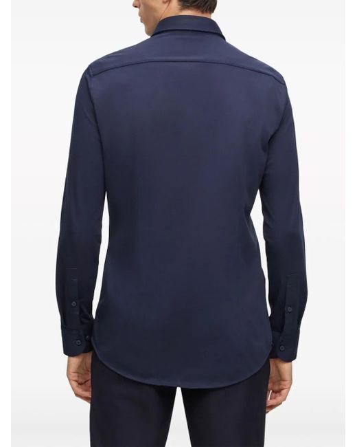 Boss Blue Long-Sleeve Button-Up Shirt for men