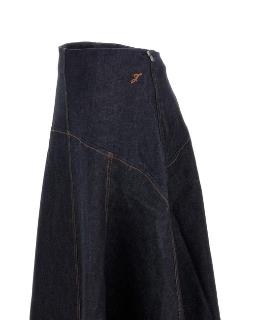 Jacquemus Blue 'De-Nîmes Triangle' Denim Flared Skirt