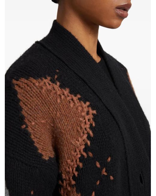 Ermanno Scervino Black Argyle-Pattern Cashmere Cardigan