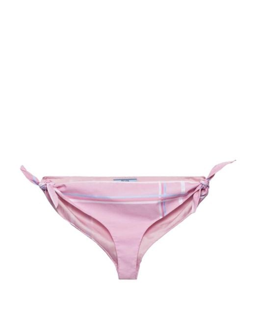 Prada Pink Checked Cotton Bikini Bottom