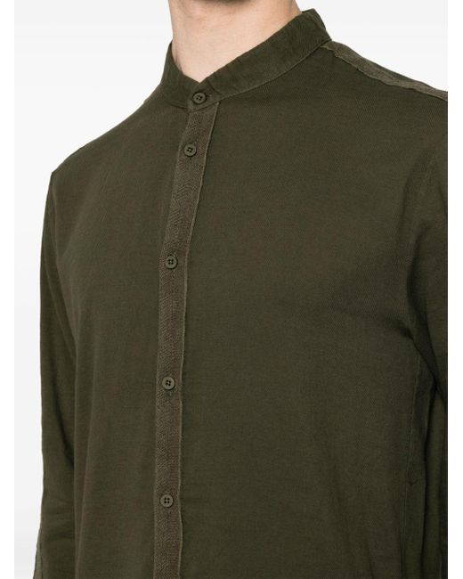 Transit Green Band-collar Button-up Shirt for men