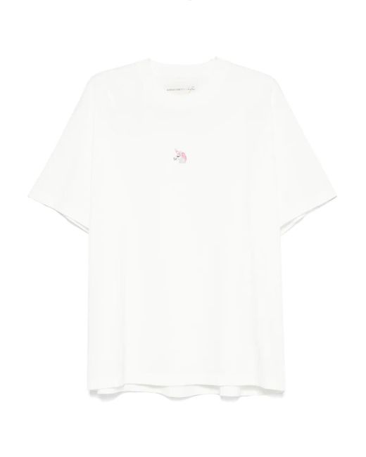 ALBERTO BRESCI White Embroidered T-Shirt for men