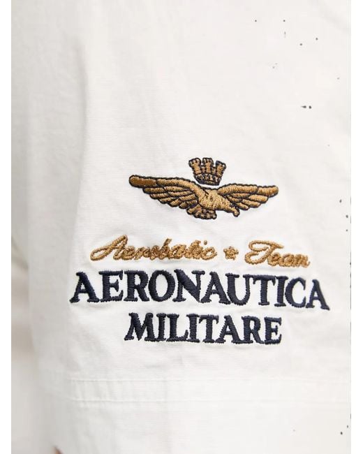 Aeronautica Militare White Logo-Patch Short-Sleeve Shirt for men
