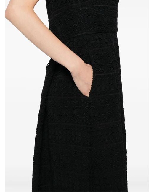 Elie Saab マクラメ ミディドレス Black