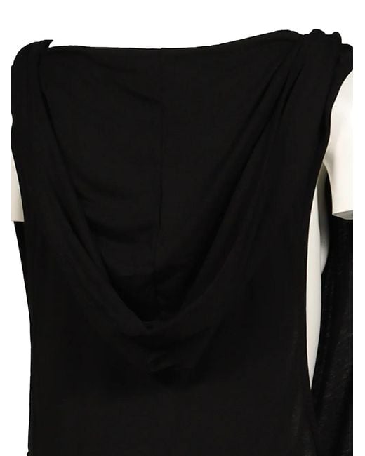 BOHEMSEO Black Cowl-Neck Sleeveless Hoodie