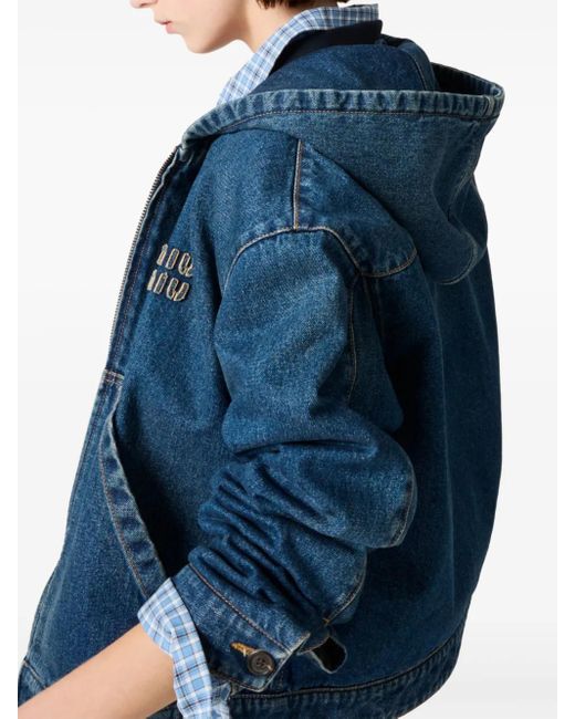 Miu Miu Jas Met Capuchon in het Blue
