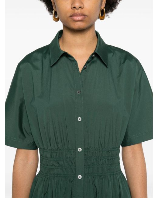 Veronica Beard Greta Tiered Shirtdress Green