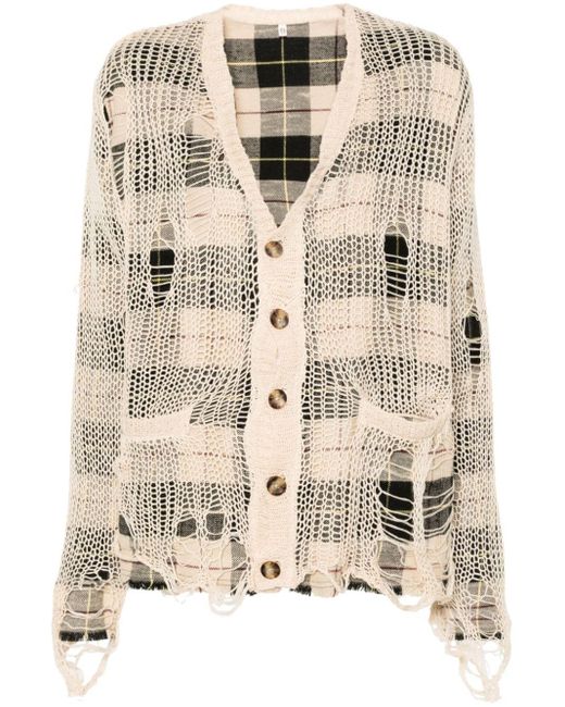 R13 Natural Distressed Open-knit Cardigan