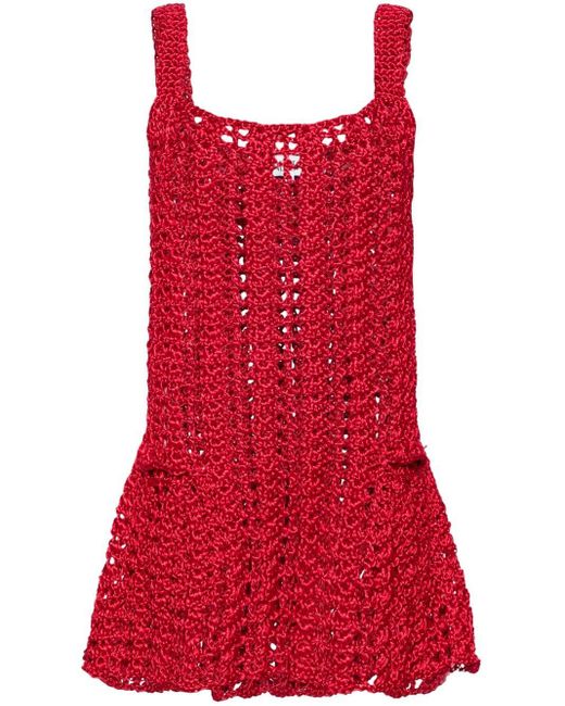 J.W. Anderson Red Chunky-knit Peplum Minidress