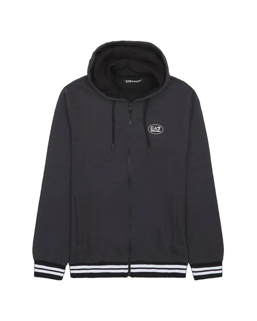 EA7 Black Zip-Up Hoodie for men