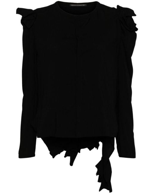 Yohji Yamamoto Asymmetric Long-sleeve Top in het Black