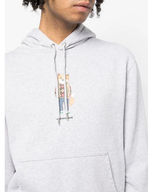 Maison Kitsuné White Dressed Fox Cotton Hoodie for men