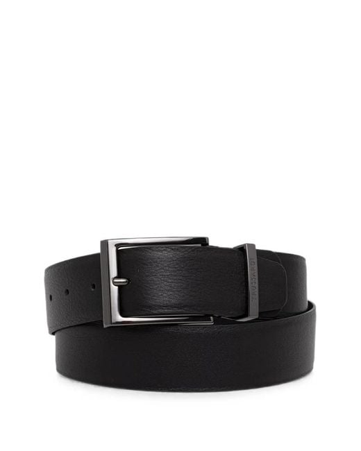 Trussardi Black Logo-Engraved Leather Buckle Belt for men