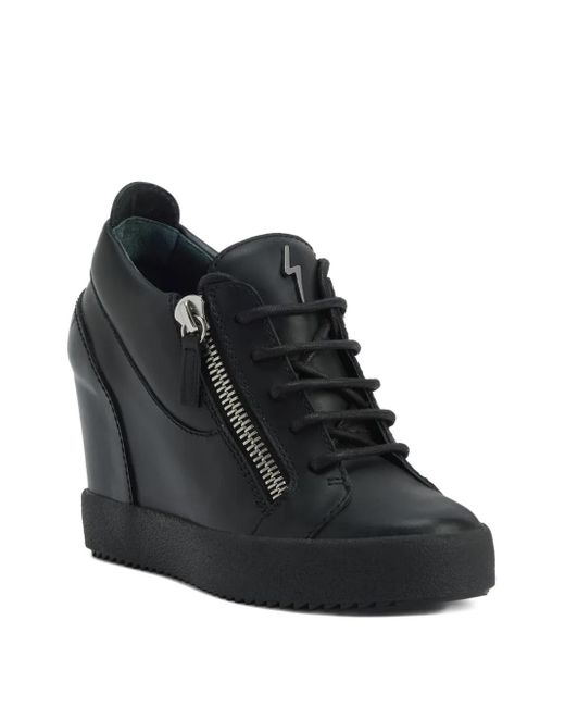 Giuseppe Zanotti Black Addy Wedge Zip-Detail Sneakers