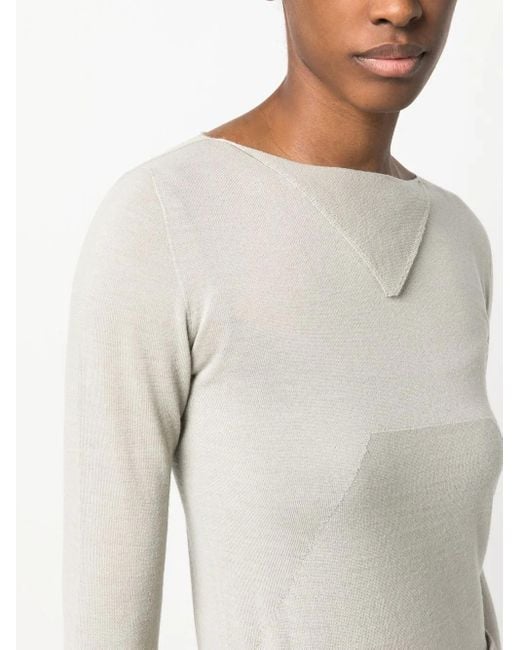 Rick Owens White Column Knit Sweater