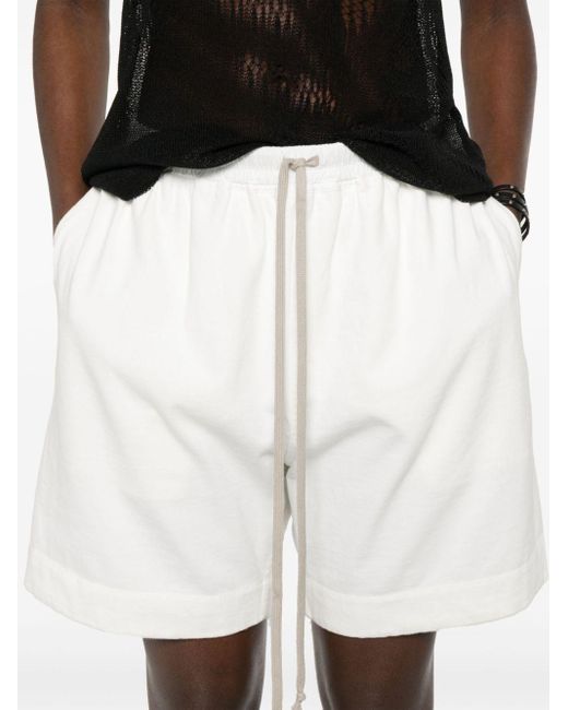 Rick Owens White Elasticated-waistband Cotton Shorts