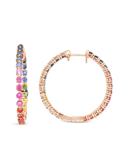 Lisa Nik White 18K Rose Inside Out Sapphire Hoop Earrings