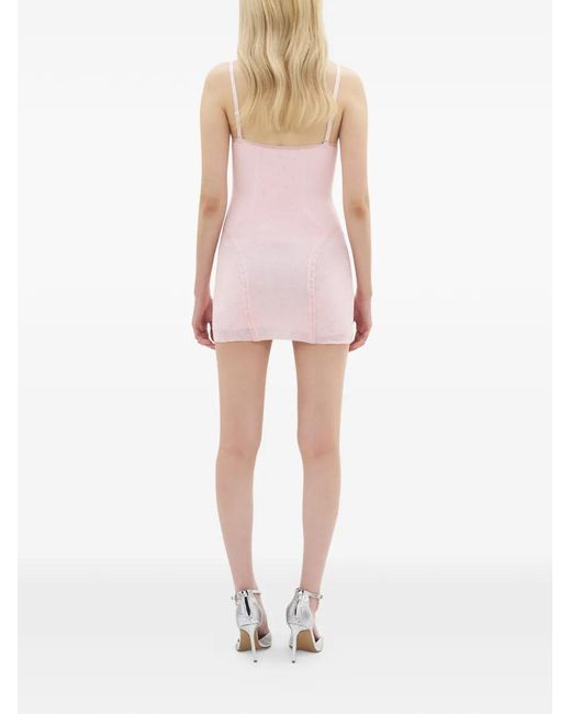 Area Pink Crystal-Embellished Mini Dress