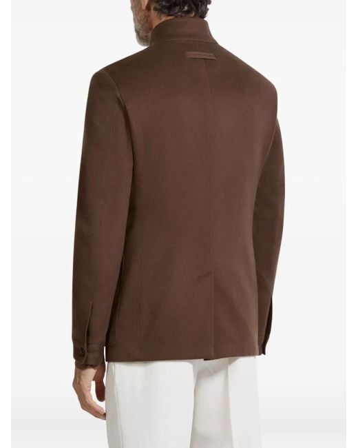 Zegna Brown Oasi Patch-Pocket Buttoned Jacket for men