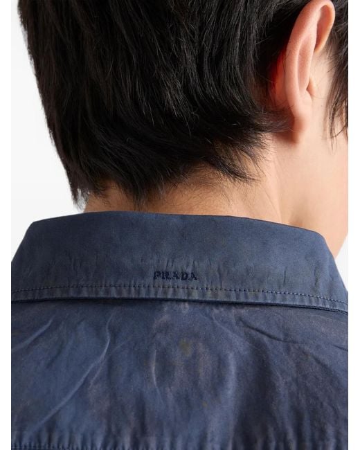 Camicia A Maniche Lunghe di Prada in Blue da Uomo
