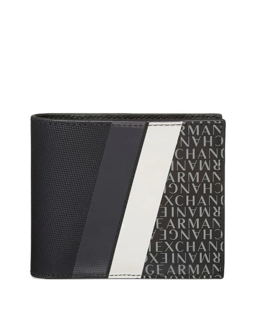 ARMANI EXCHANGE Black Logo-Print Bi-Fold Wallet for men