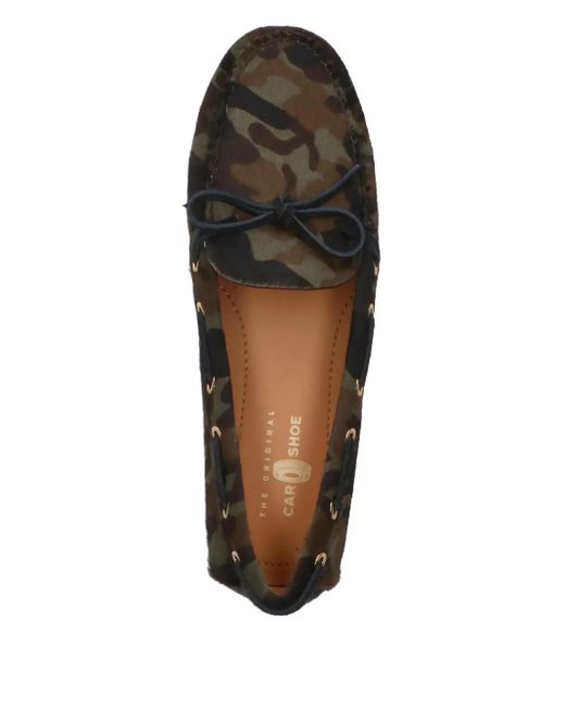 Car Shoe Black Camouflage-Print Loafers