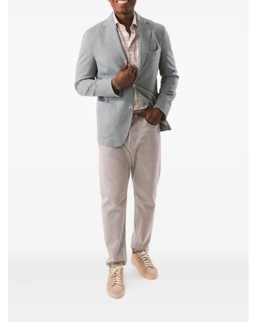 Eleventy Gray Single-Breasted Patch-Pocket Blazer for men