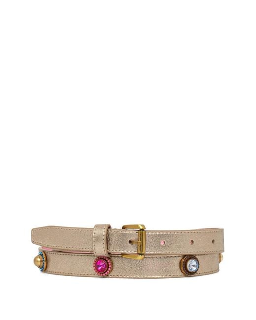 Kurt Geiger White Octavia Crystal-Embellished Metallic Belt