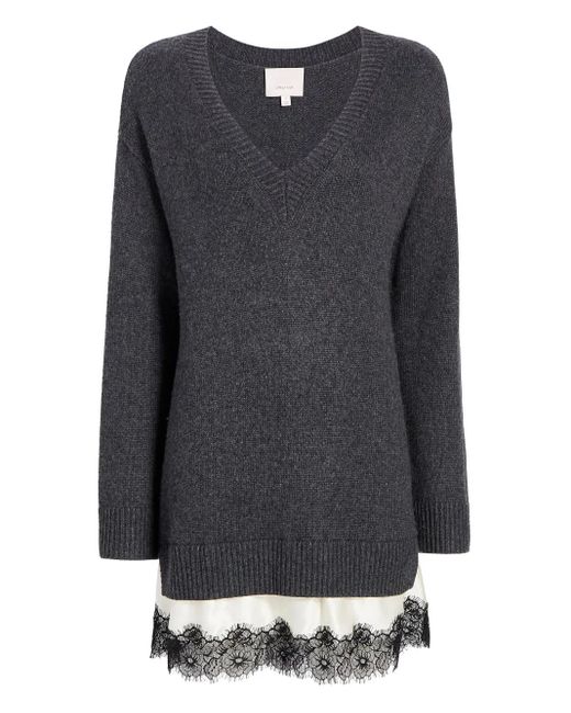 Vestido Simona con ribete de encaje Cinq À Sept de color Gray