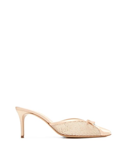 Andrea Wazen Natural Mules Kris 75 À Nœud Et Ornements En Cristal