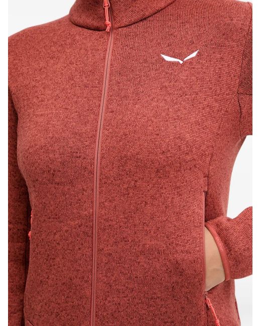 Salewa Red Zipped Mock-Neck Sweater