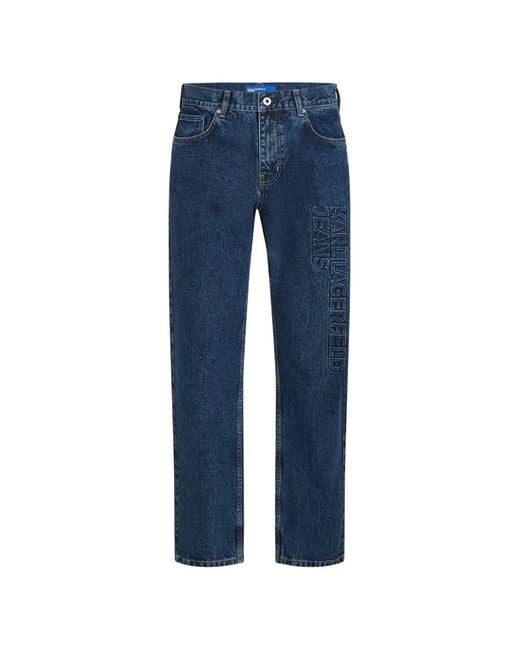 Karl Lagerfeld Blue Straight Logo Jeans for men