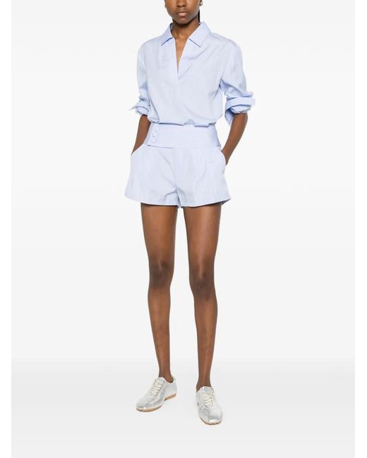FRAME White Button Striped Shorts
