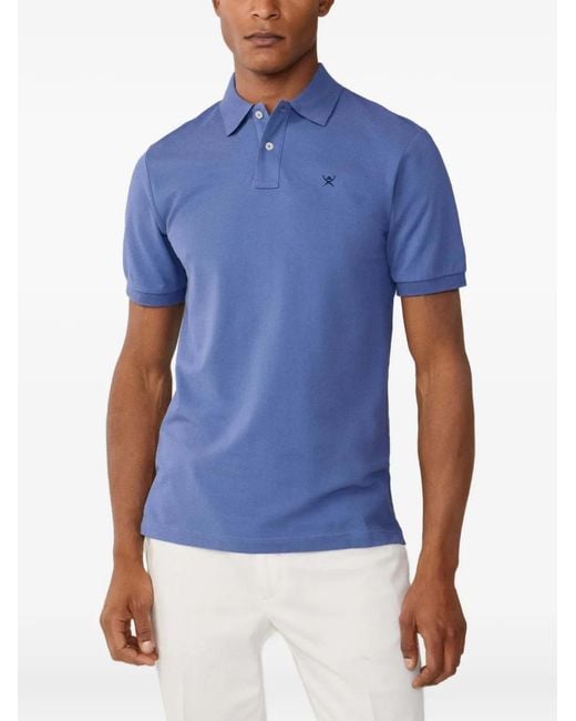 Hackett Blue Logo-Embroidered Slim-Fit Polo Shirt for men