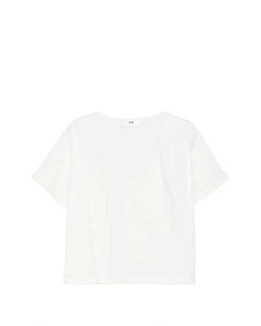 SOLOTRE White Gathered-Trim T-Shirt