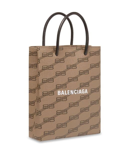 Balenciaga Natural Handtasche mit Monogramm-Print