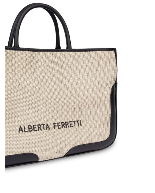 Alberta Ferretti Castel Sismondo Shopper Met Print in het White