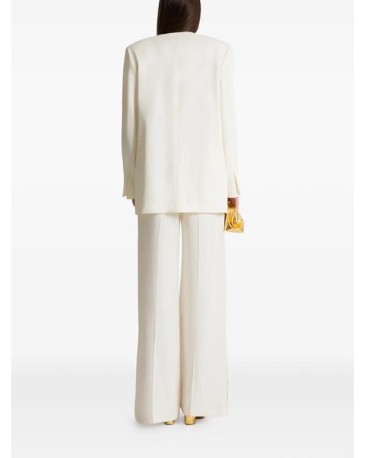 Alberta Ferretti White Double-Breasted-Button Jacket