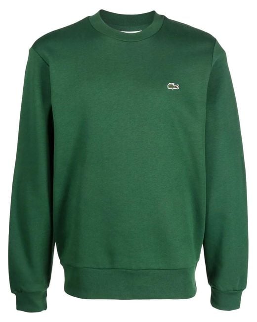 Lacoste Green Fleece Crew Neck Sweatshirt Clothing for men