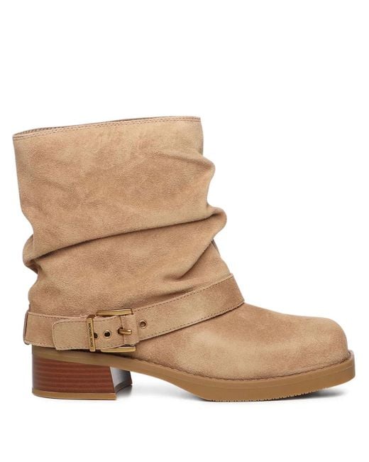 MICHAEL Michael Kors Natural Buckled Biker Boots
